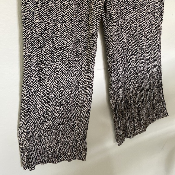 Three Dots Black Ivory Chevron Patterned High Waist Wide Leg Pants Women’s S - Picture 6 of 11